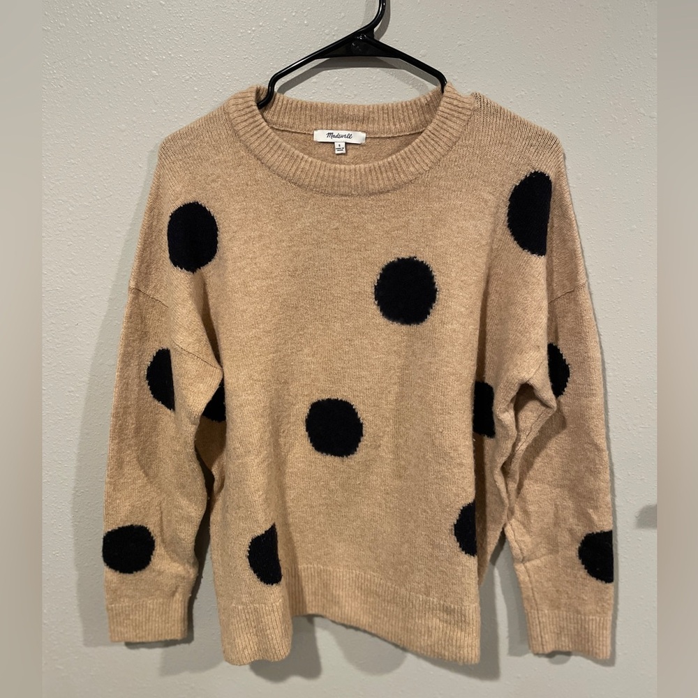 Madewell Polka Dot Sweater - Tan and Black